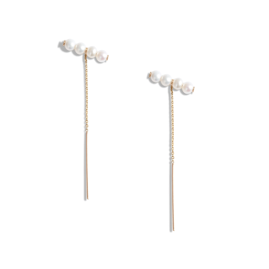 Baby Pearl Bar Threader Earrings