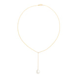 Gold Lariat Necklace with Baroque Pearl