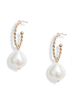 Baroque Pearl Twisted Hoop Earrings