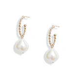 Baroque Pearl Twisted Hoop Earrings