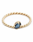 Slanted Blue Sapphire Twisted Ring