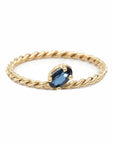 Slanted Blue Sapphire Twisted Ring