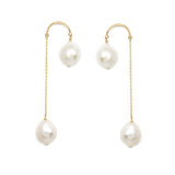 Crescent Hi-Lo Baroque Pearl Earrings