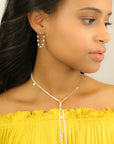 Gold Crescent Short Pearl Drop Earrings
