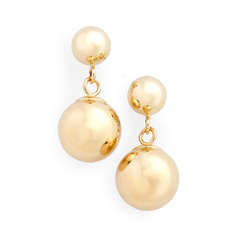 Double Gold Ball Earrings