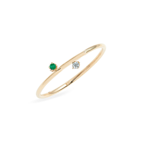 Duo Diamond Emerald Ring