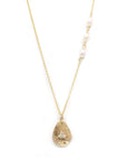 Gold Petal Gemstone Pendant Necklace
