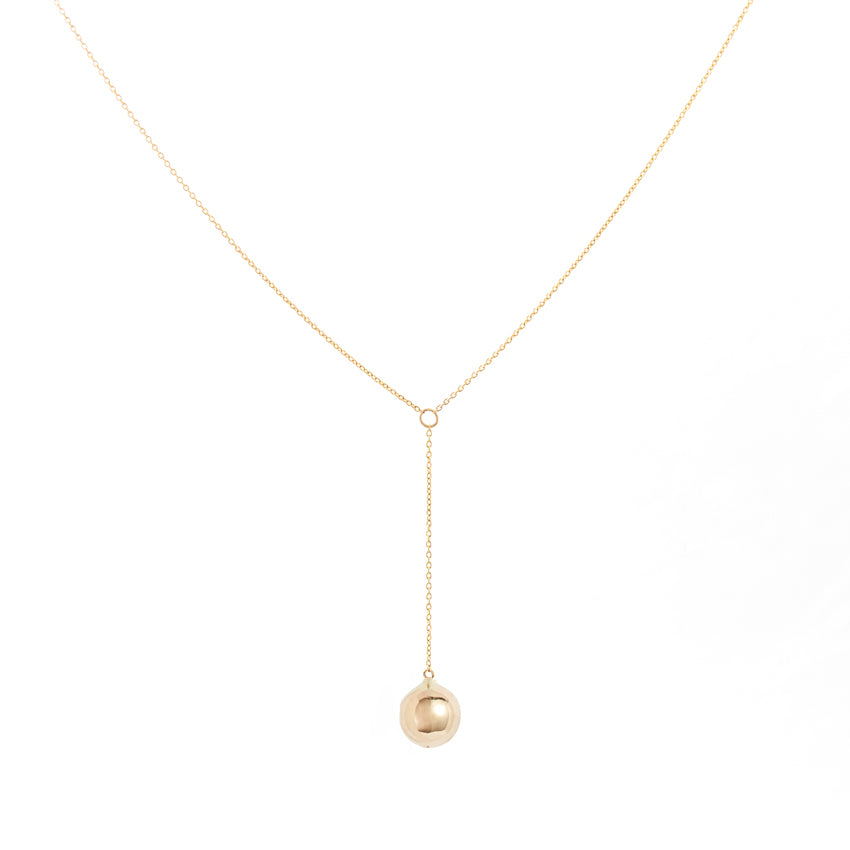 Gold Lariat Necklace with Gold Dome – POPPY FINCH