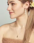 Gold Petal Gemstone Pendant Necklace