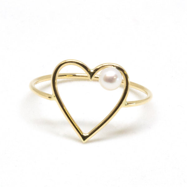 Large Heart Pearl Ring