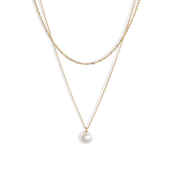 Layer Chain Pearl Necklace