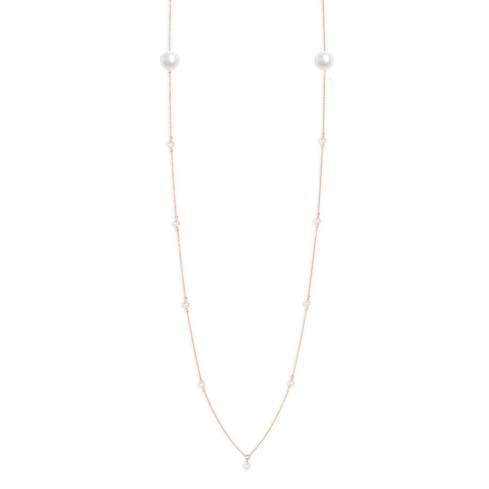 Long Scattered Pearl Necklace