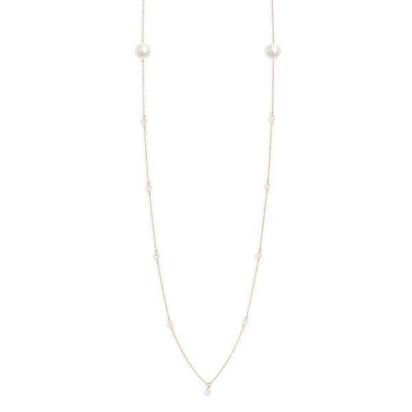 Long Scattered Pearl Necklace