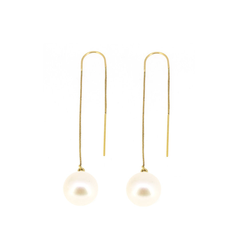 Pearl Drop Threader Earrings