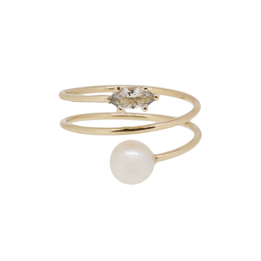Pearl and deals white topaz ring