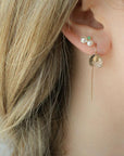 Double Pearl Gemstone Stud Earrings
