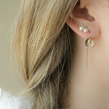 Double Pearl Emerald Stud Earrings