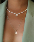 Gold Petal Gemstone Pendant Necklace