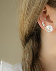 Petal Pearl Earrings with Short Baroque Pearl Jackets