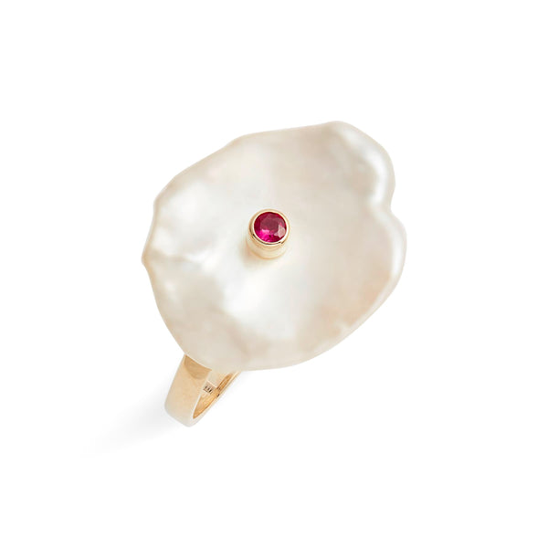 Petal Pearl Ruby Ring