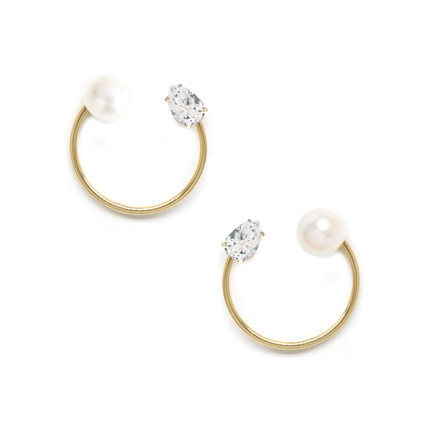 Pearl and sales white topaz earrings