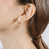 Pearl White Topaz Open Circle Earrings