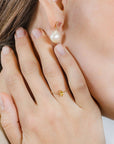 Oval Gem Baroque Pearl Earrings