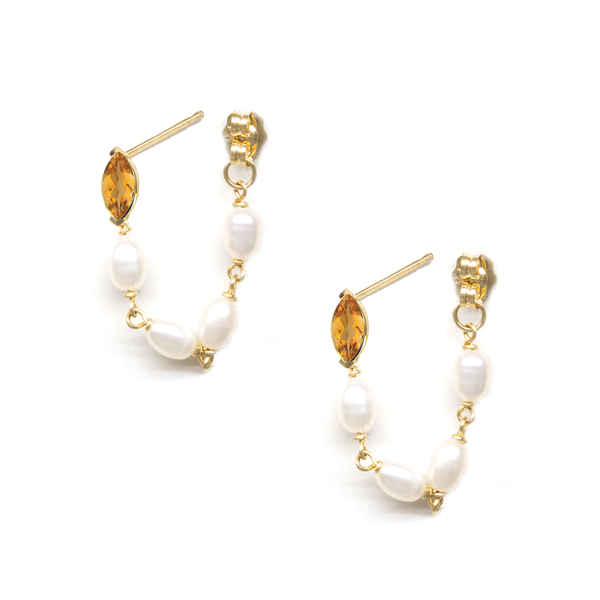 Marquise Gem Keshi Pearl Wraparound Earrings