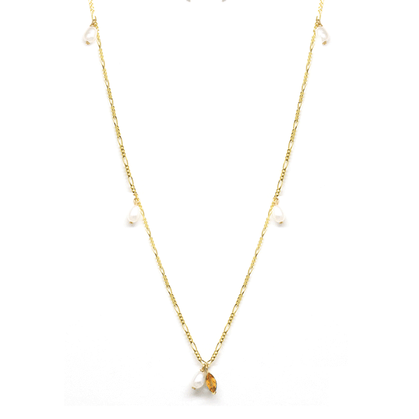 Marquise Gem Keshi Pearl Dangle Necklace