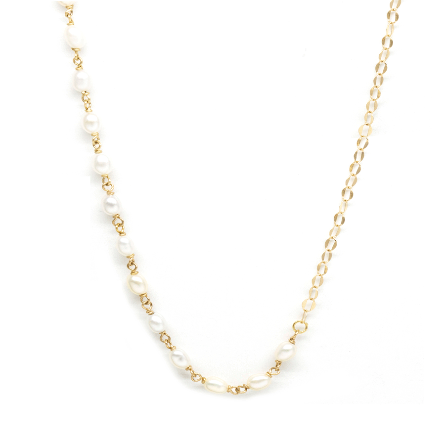 Keshi Pearl Shimmer Contrast Necklace