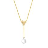 Gold Blossom Pearl Lariat Necklace