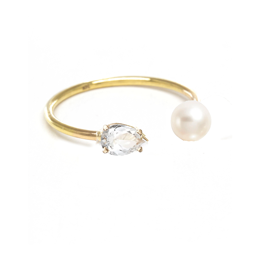 Pearl and hotsell white topaz ring