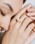 Diamond Pearl Open Ring