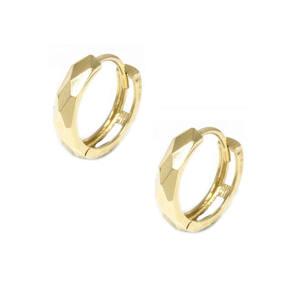 Faceted Gold Hoop Earrings