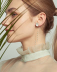 Petal Pearl Long Jacket Earrings
