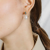 Oval Gem Baroque Pearl Earrings