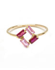 Ruby Pink Sapphire Square Baguette Ring