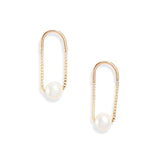 Short Crescent Pearl Drop Earrings