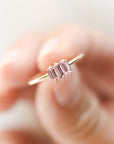 Triple Baguette Pink Sapphire Ring