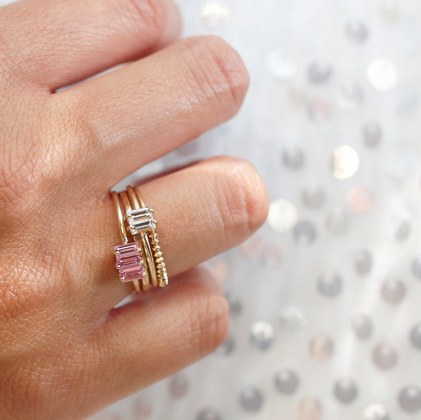 Pink sapphire baguette ring on sale