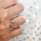 Triple Baguette Pink Sapphire Ring