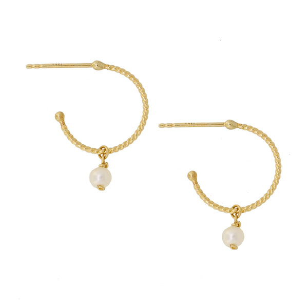 Twisted Hoop Baby Pearl Earrings