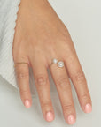 Twisted Double Pearl Open Ring