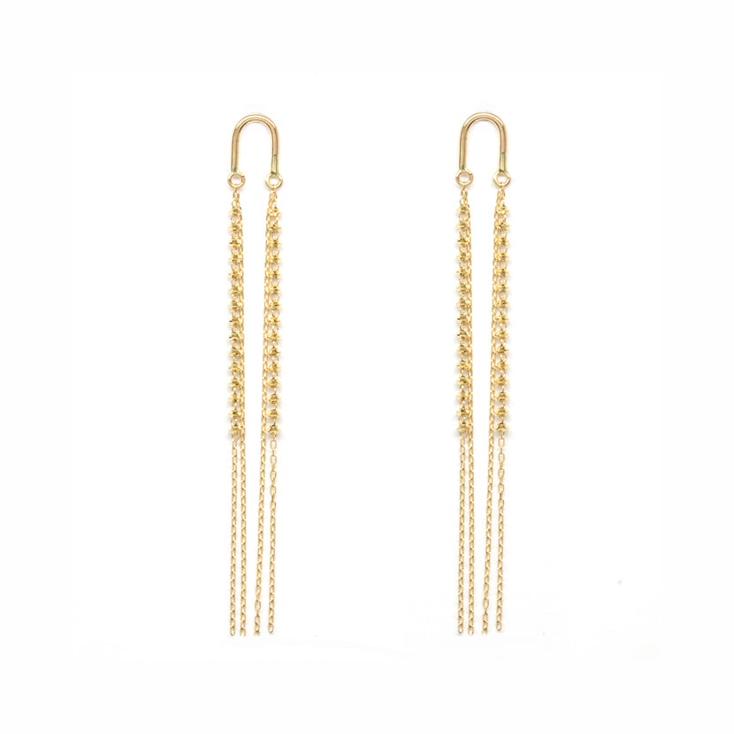 18K Gold Arch Short Shimmer Earrings