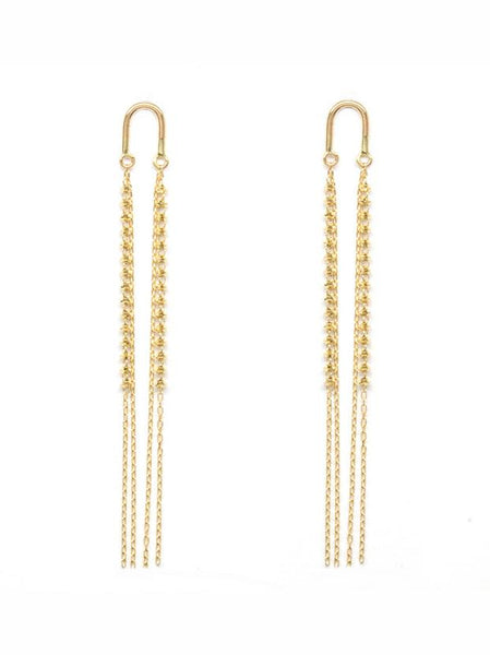 18K Gold Arch Short Shimmer Earrings