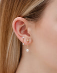 Gold Ball Pearl Linear Earrings