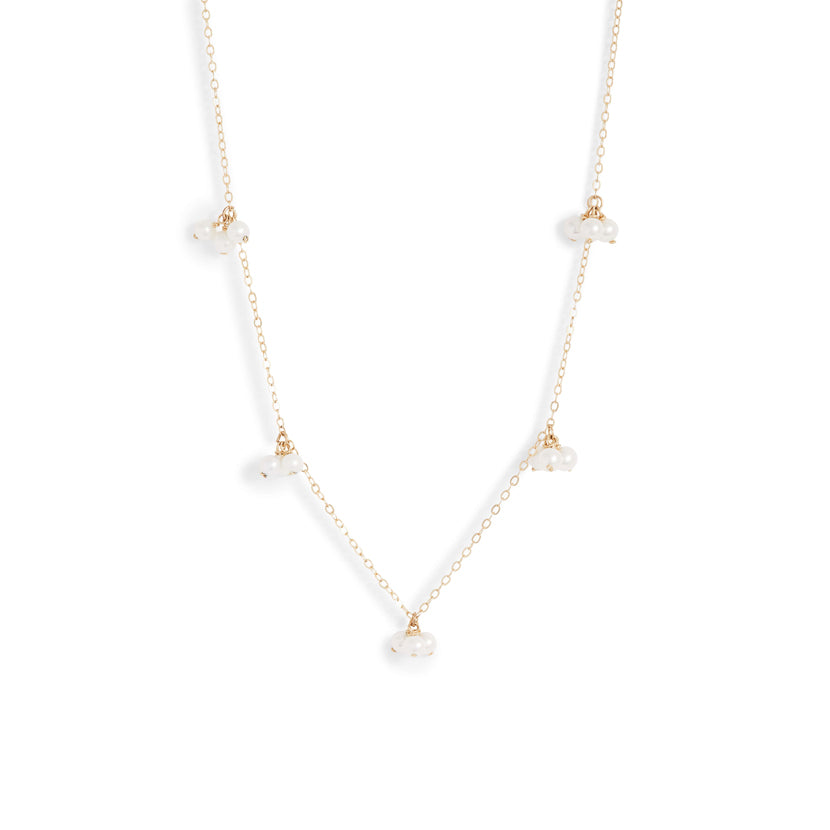 Baby Pearl Trio Gold Station Necklace