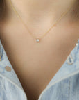 Double White Sapphire Baguette Necklace