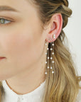 Double Crescent Pearl Drop Earrings