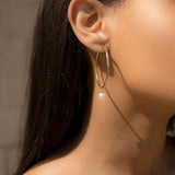 Large Gold Hoop Pearl Earrings